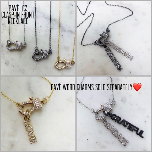 Jewelry - Pavé CZ “Clasp in Front” Necklace,avail 3 colors